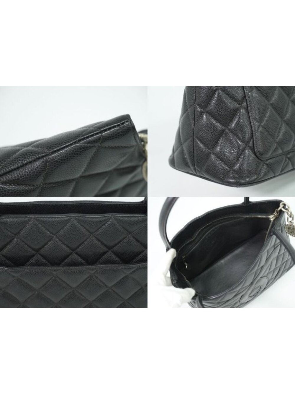 Chanel Revival Tote Handbag Caviar Leather Black Coco - Picture 7 of 9